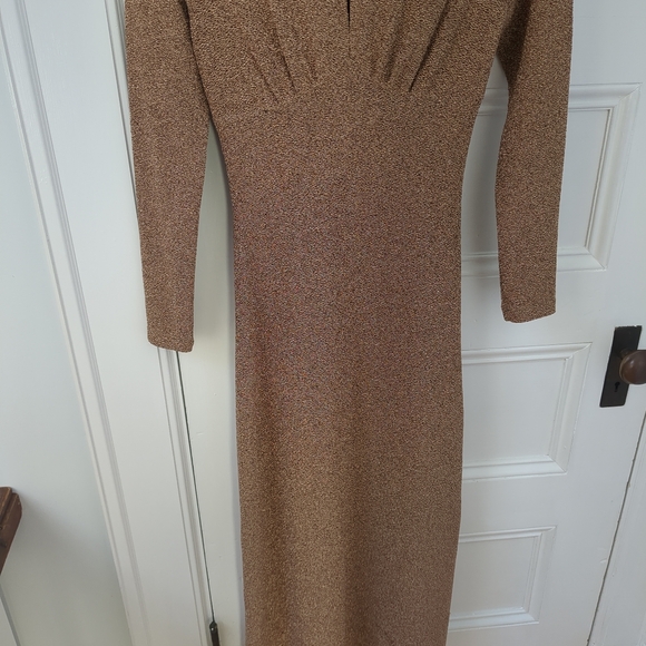 Sézane holiday gold bodycon dress M - Picture 6 of 8